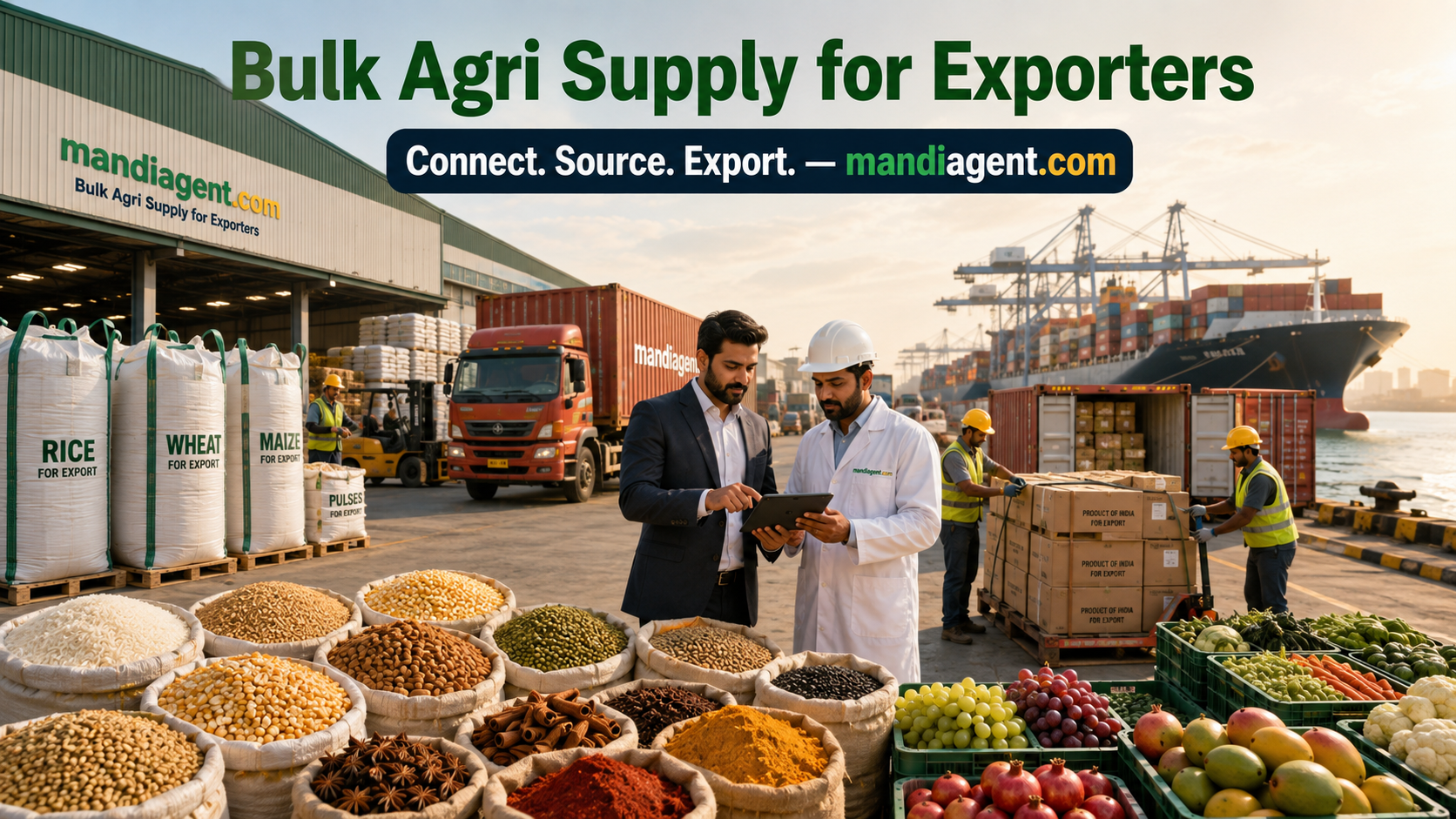 Bulk agricultural commodities prepared for export
