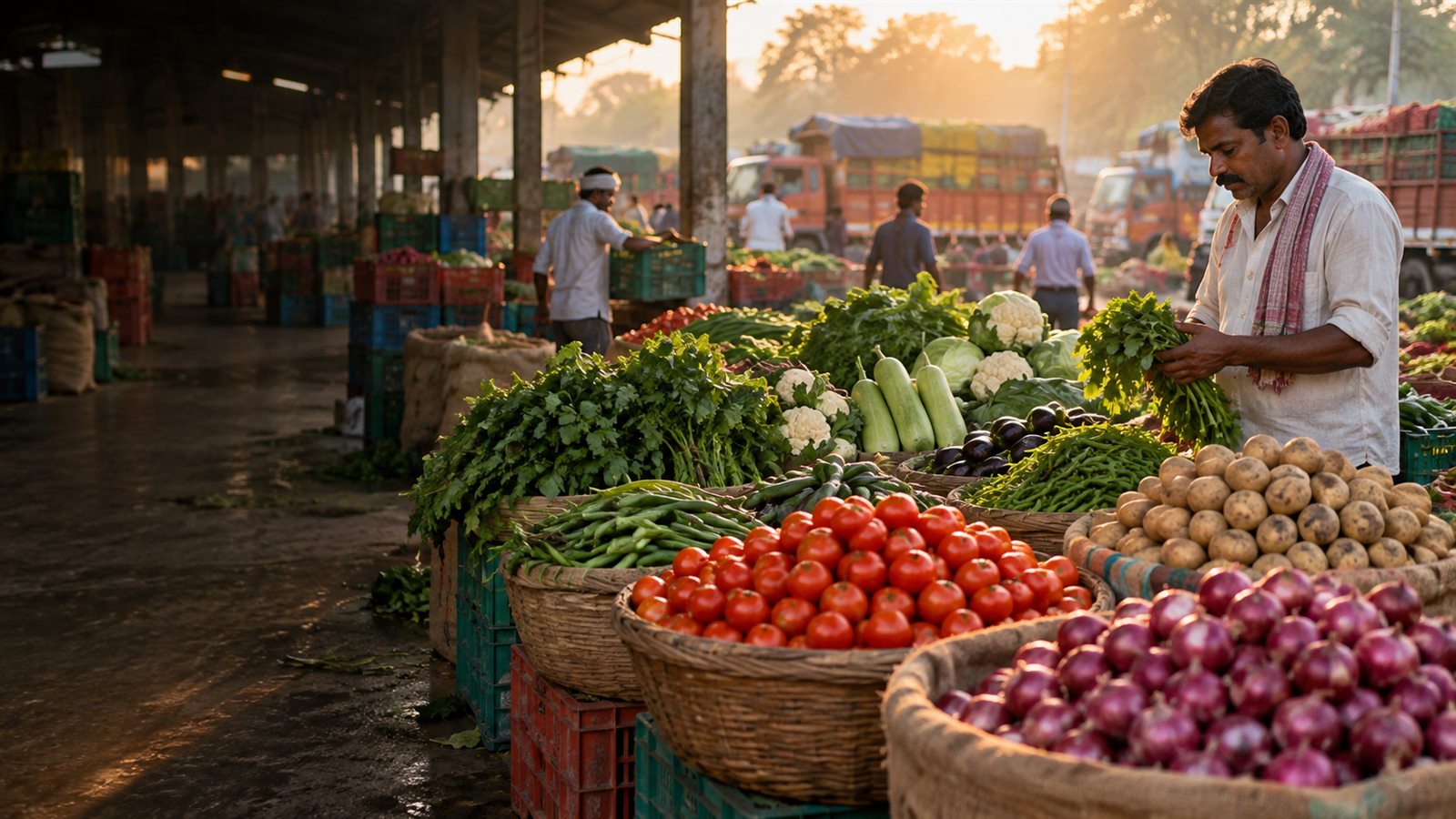 Fresh vegetables at an Indian mandi market